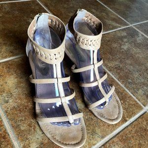 Ralph Lauren Tan Meira Gladiator Wedge Sandal -Size 8B